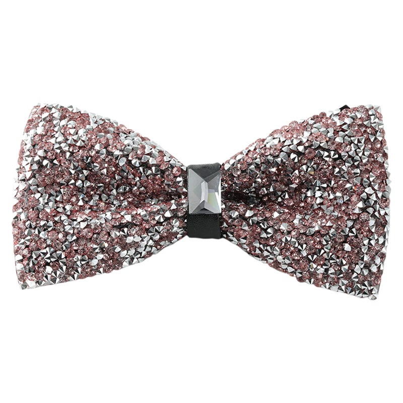 Man of Men Rhinestone Bow Ties for Men - Pre Tied Sequin Bowties with Adjustable Length - Huge Variety Colors Available (Jewels - Light Pink) - Image 1